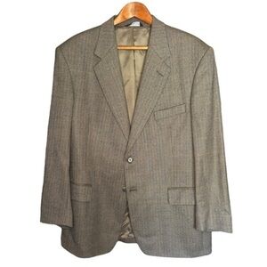 Evan Picone Brown & Blue Gray Tweed Sport Coat Size 42 R Two Button Lambs Wool
